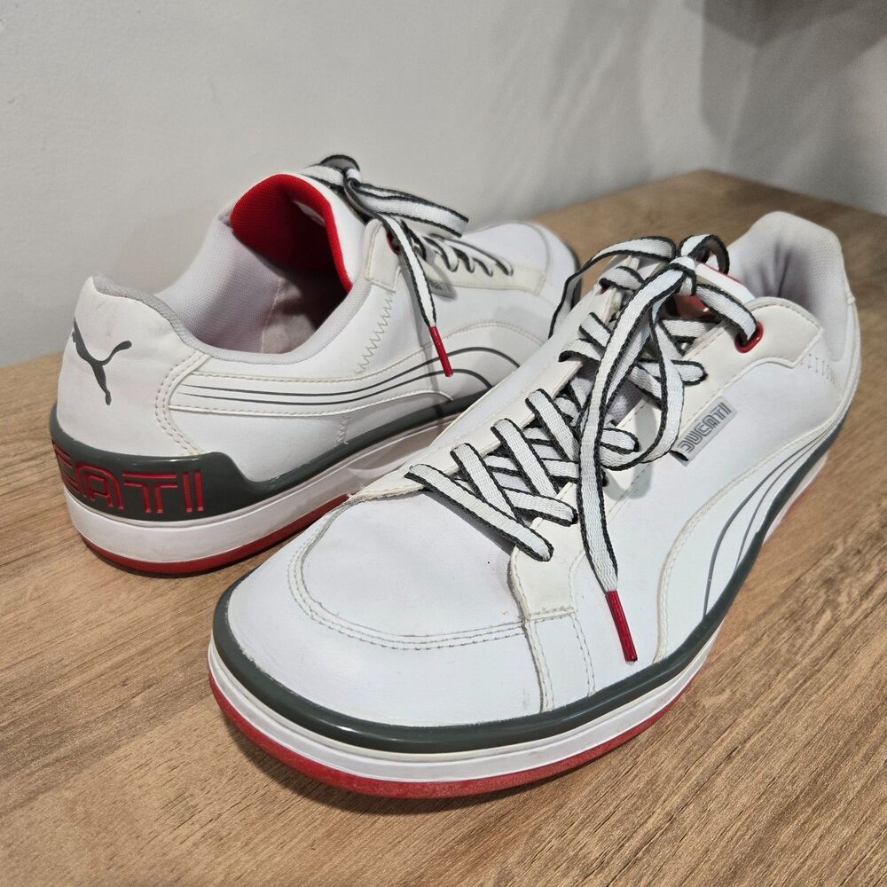 PUMA Ducati Mens Sneakers Size 11.5/45 Trainers Hologram Tongue White gray red